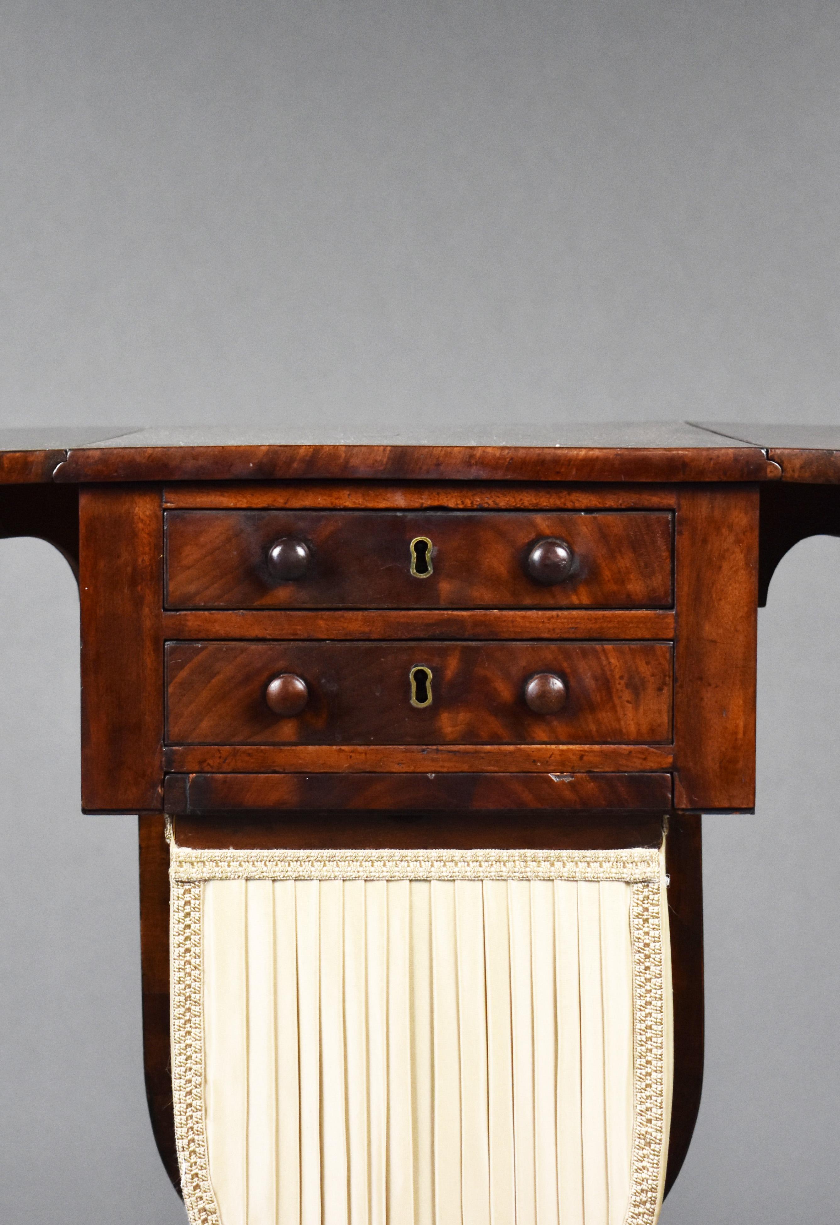 19th Century English Regency Mahogany Needlework Table For Sale 3