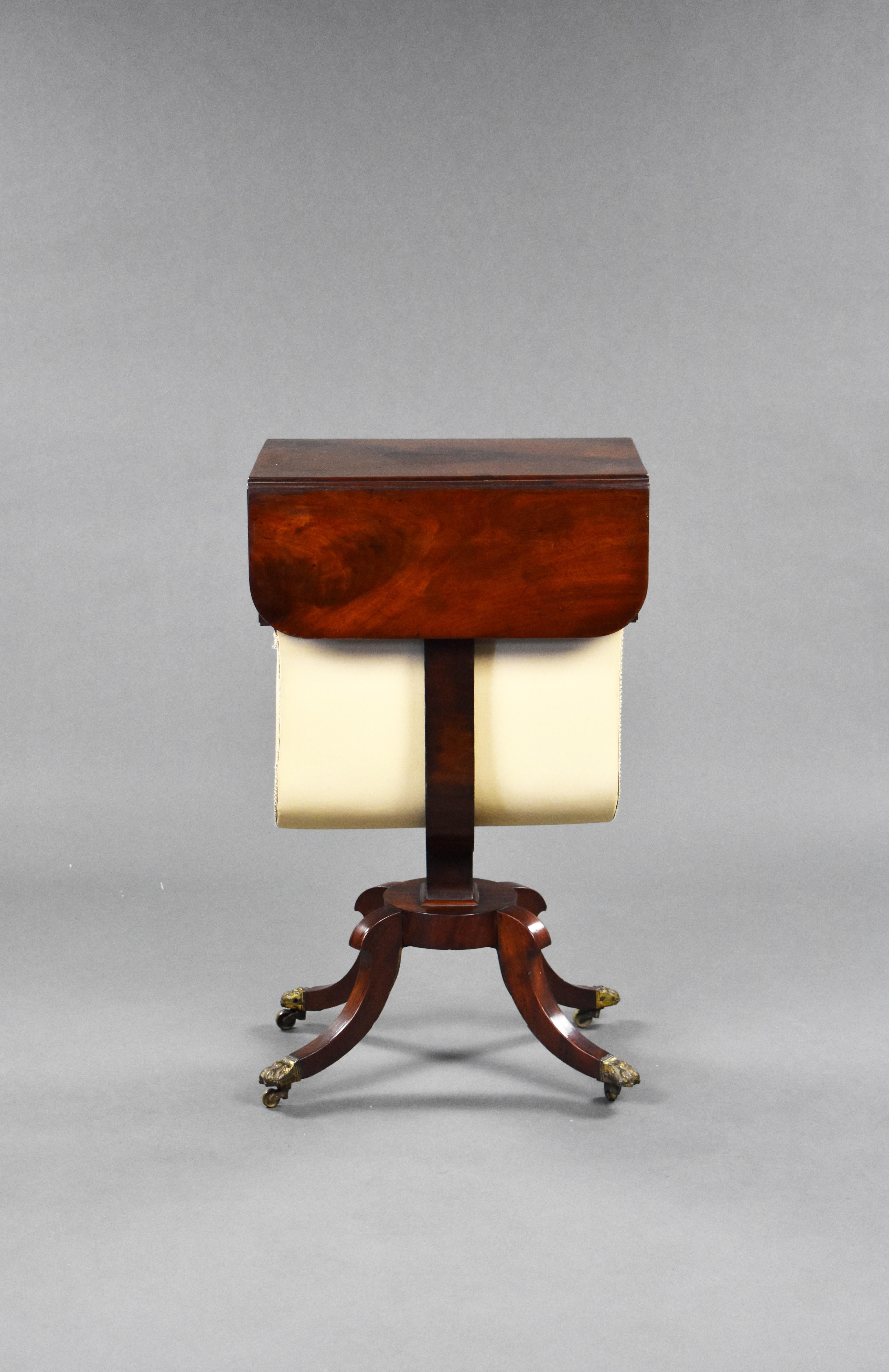 19th Century English Regency Mahogany Needlework Table For Sale 6