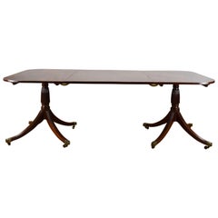 Antique 19th Century English Regency Mahogany Pedestal Dining Table