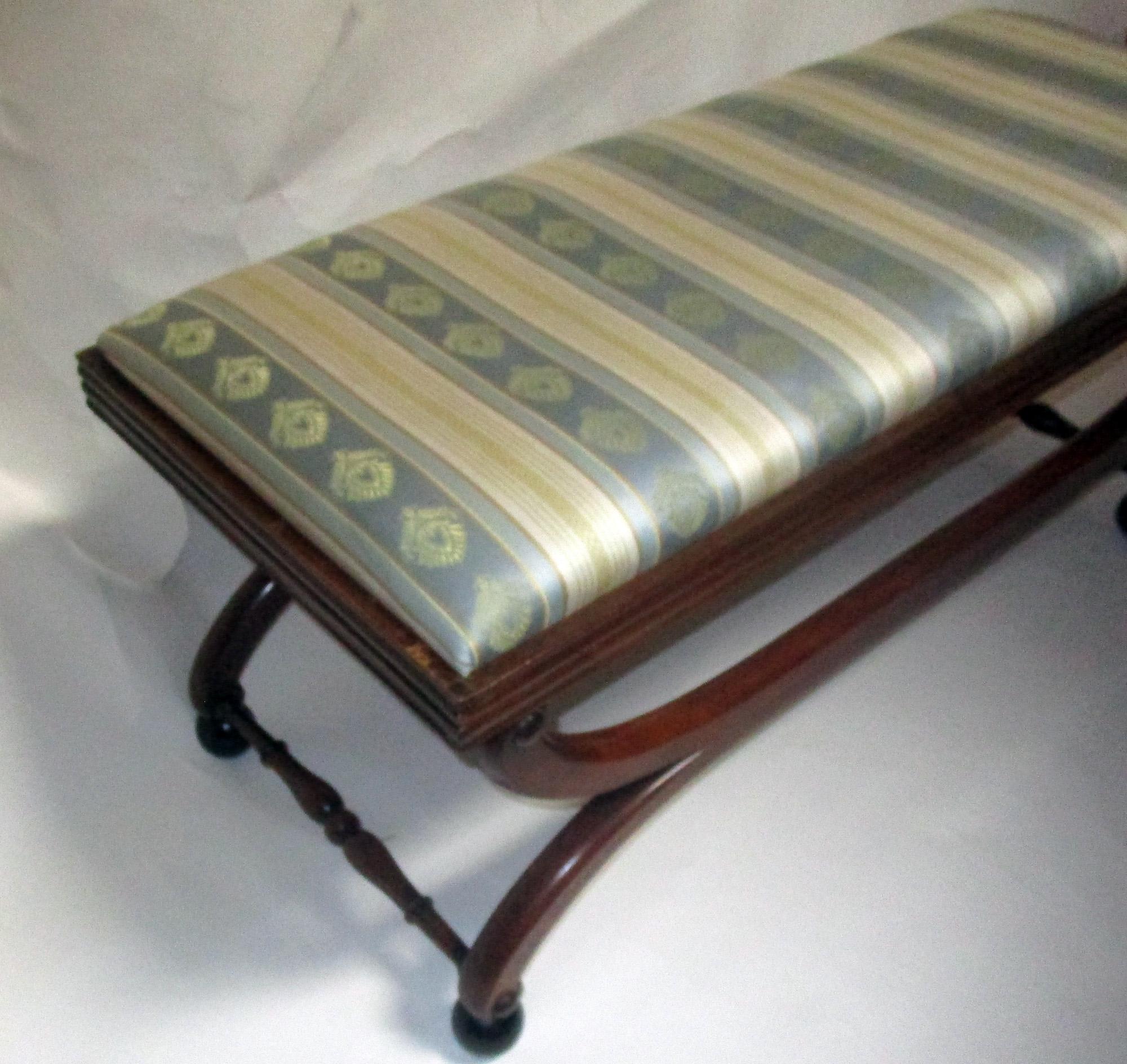 19th century English Regency Mahogany Scroll Form Bench 1
