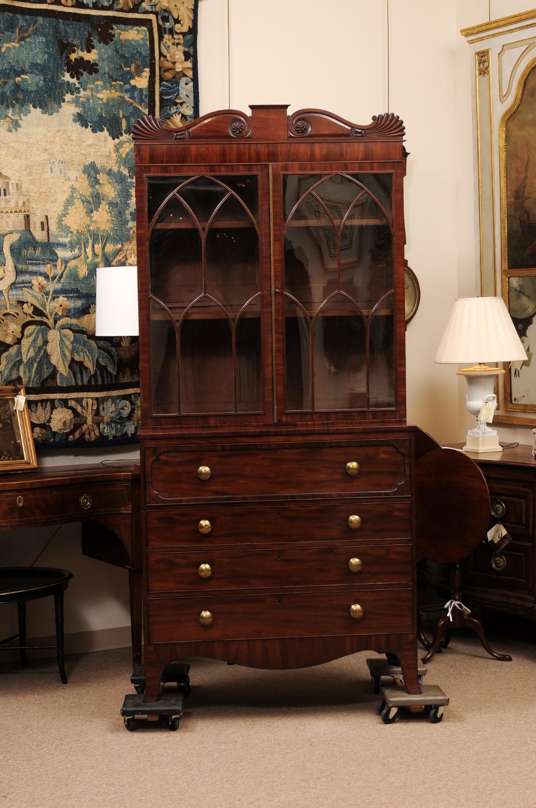 Libreria inglese Regency in mogano del XIX secolo con pomelli in ottone in vendita 10