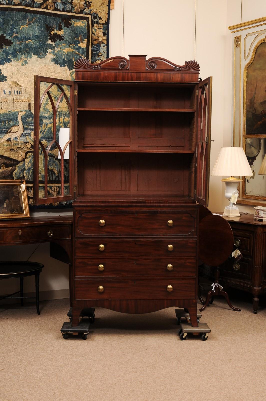 Libreria inglese Regency in mogano del XIX secolo con pomelli in ottone in vendita 11