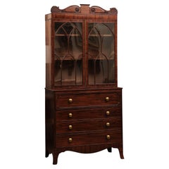 Libreria inglese Regency in mogano del XIX secolo con pomelli in ottone