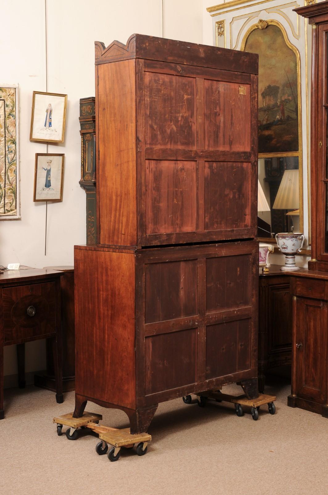 19th Century English Regency Mahogany Secretary Bookcase with Inlay 8