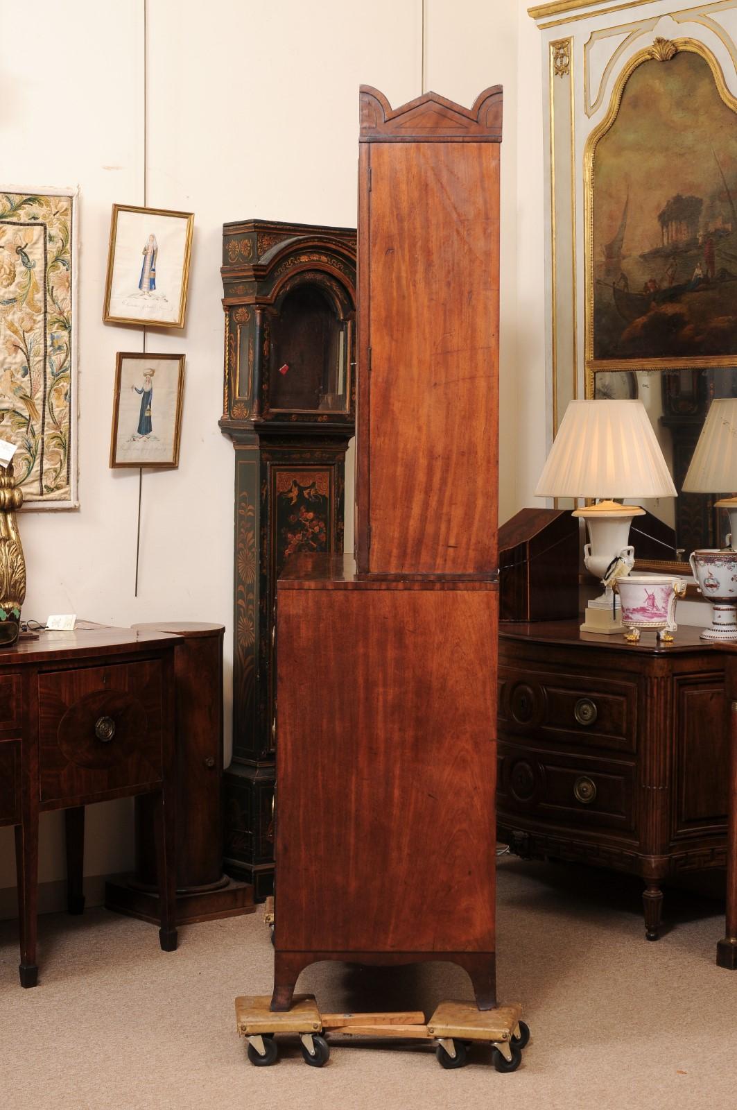 19th Century English Regency Mahogany Secretary Bookcase with Inlay 9