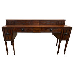19th Century English Regency Mahogany Sideboard with Ebonized Diamond Moldings