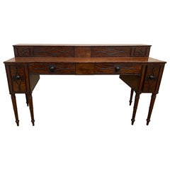 19th Century English Regency Mahogany Sideboard with Ebonized Diamond Moldings