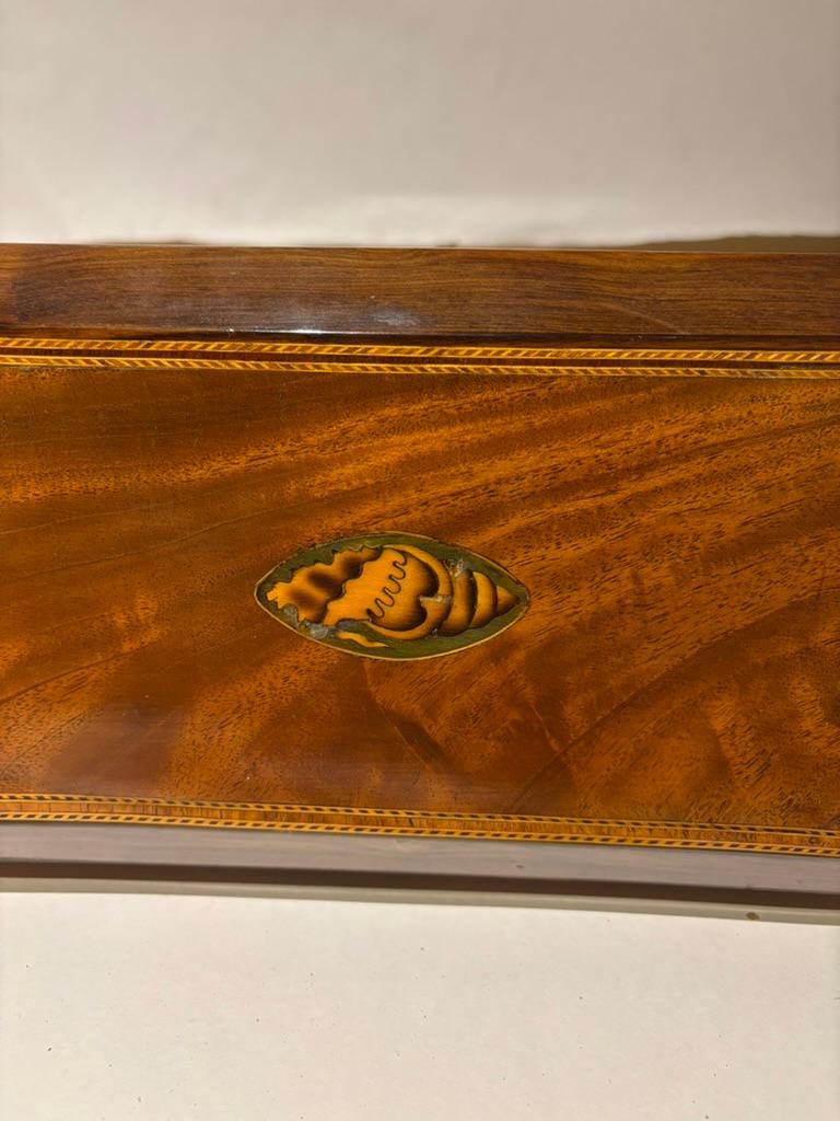 Porta tè in mogano della Reggenza inglese del XIX secolo con intarsio di conchiglia in vendita 4