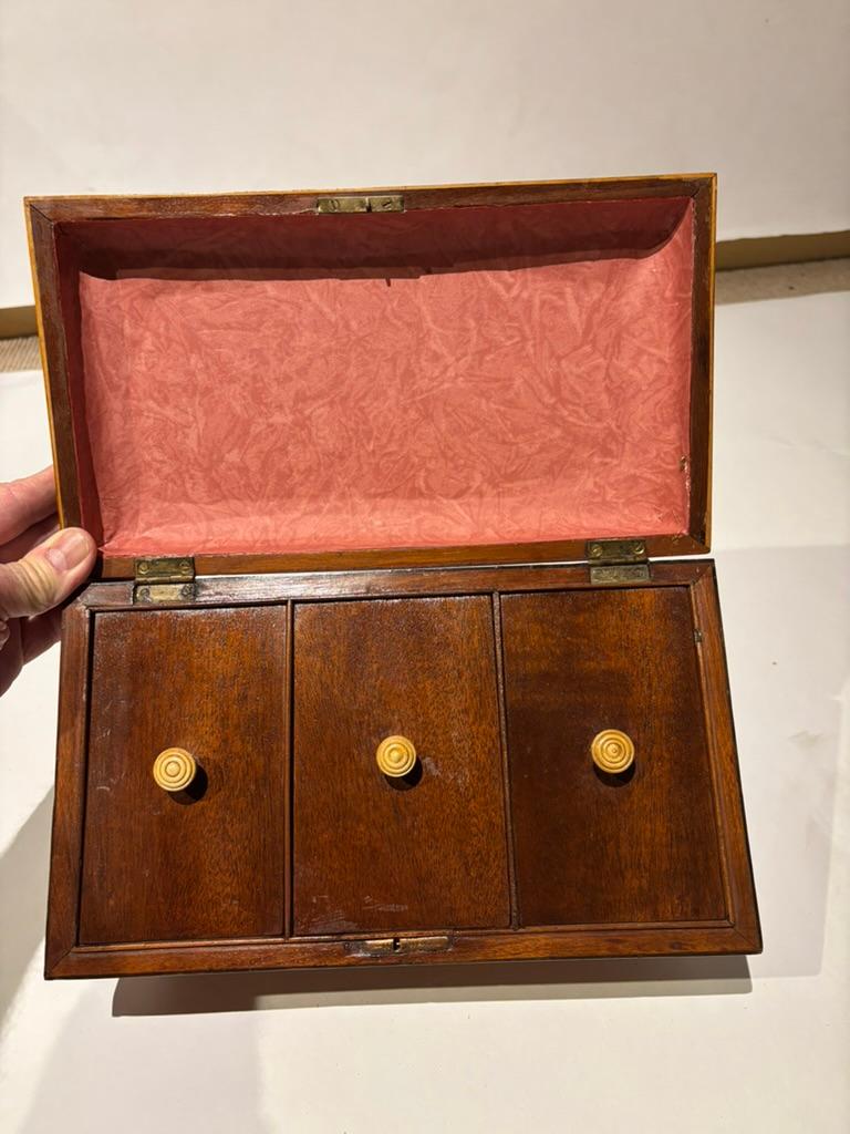 Porta tè in mogano della Reggenza inglese del XIX secolo con intarsio di conchiglia in vendita 8