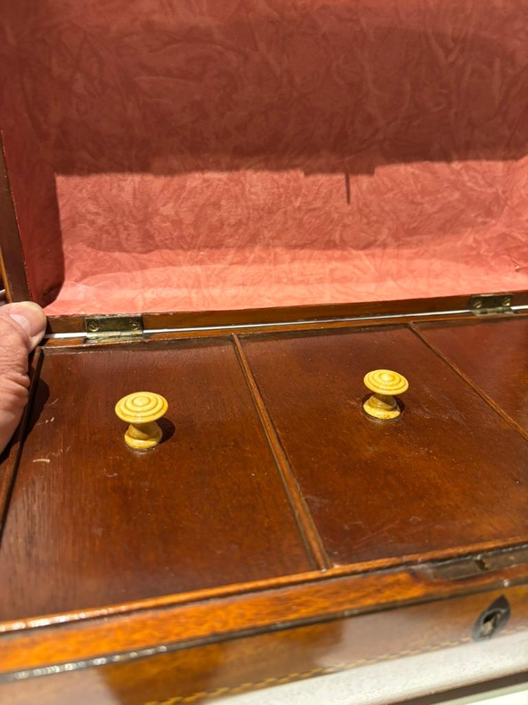 Porta tè in mogano della Reggenza inglese del XIX secolo con intarsio di conchiglia in vendita 10