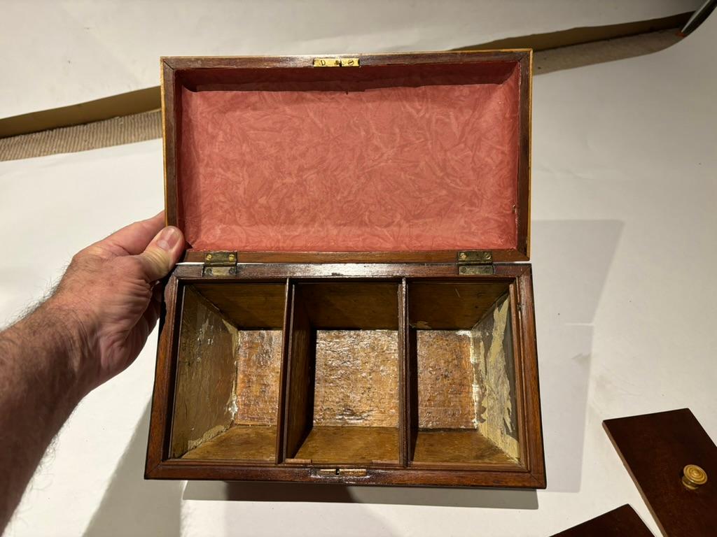 Porta tè in mogano della Reggenza inglese del XIX secolo con intarsio di conchiglia in vendita 11