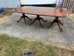 19th Century English Regency Mahogany Triple Pedestal Dining Table