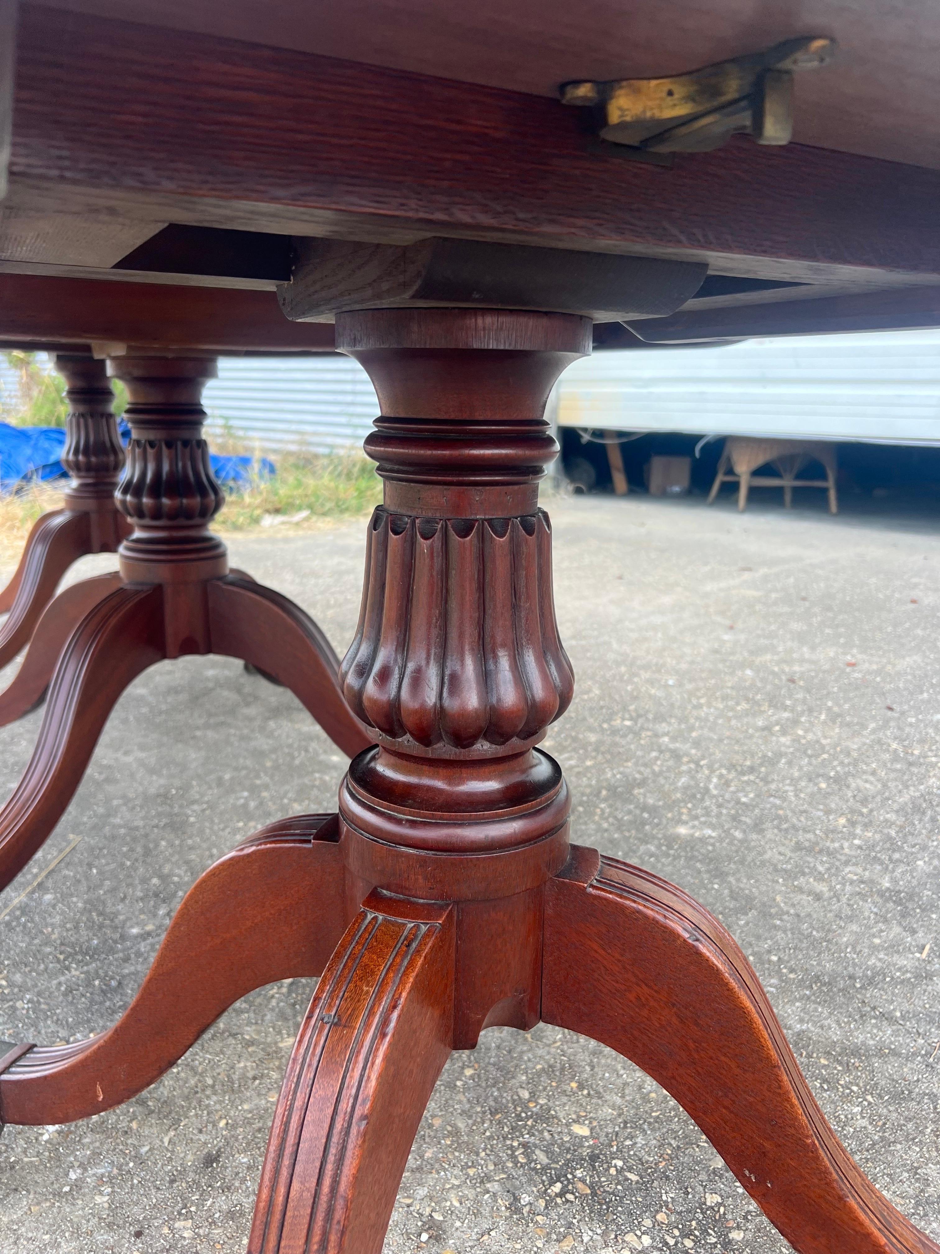 19th Century English Regency Mahogany Triple Pedestal Dining Table 3