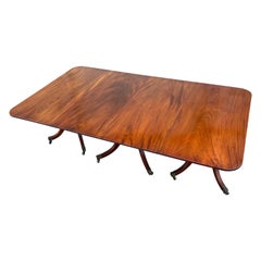 19th Century English Regency Mahogany Triple Pedestal Dining Table