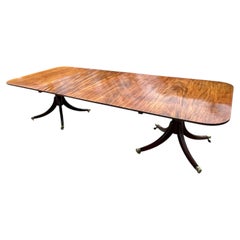 19th Century English Regency Mahogany Two Pedestal Dining Table