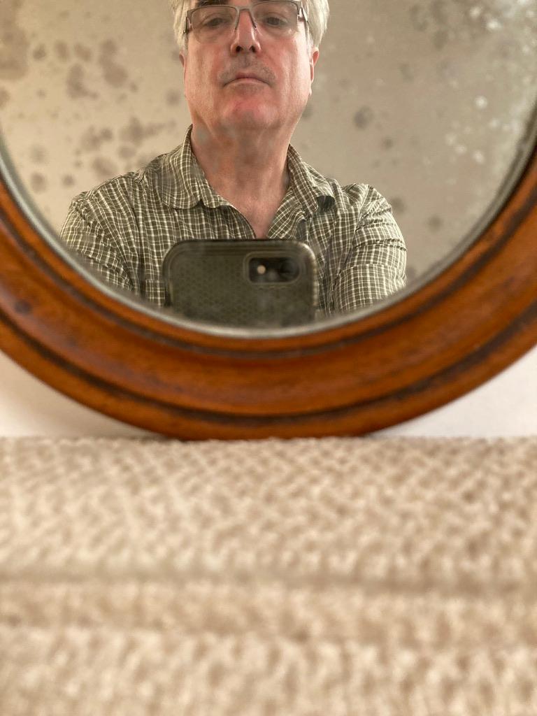 Hand-Carved 19th Century English Regency Miniature Round Walnut Mirror