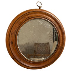 19th Century English Regency Miniature Round Walnut Mirror