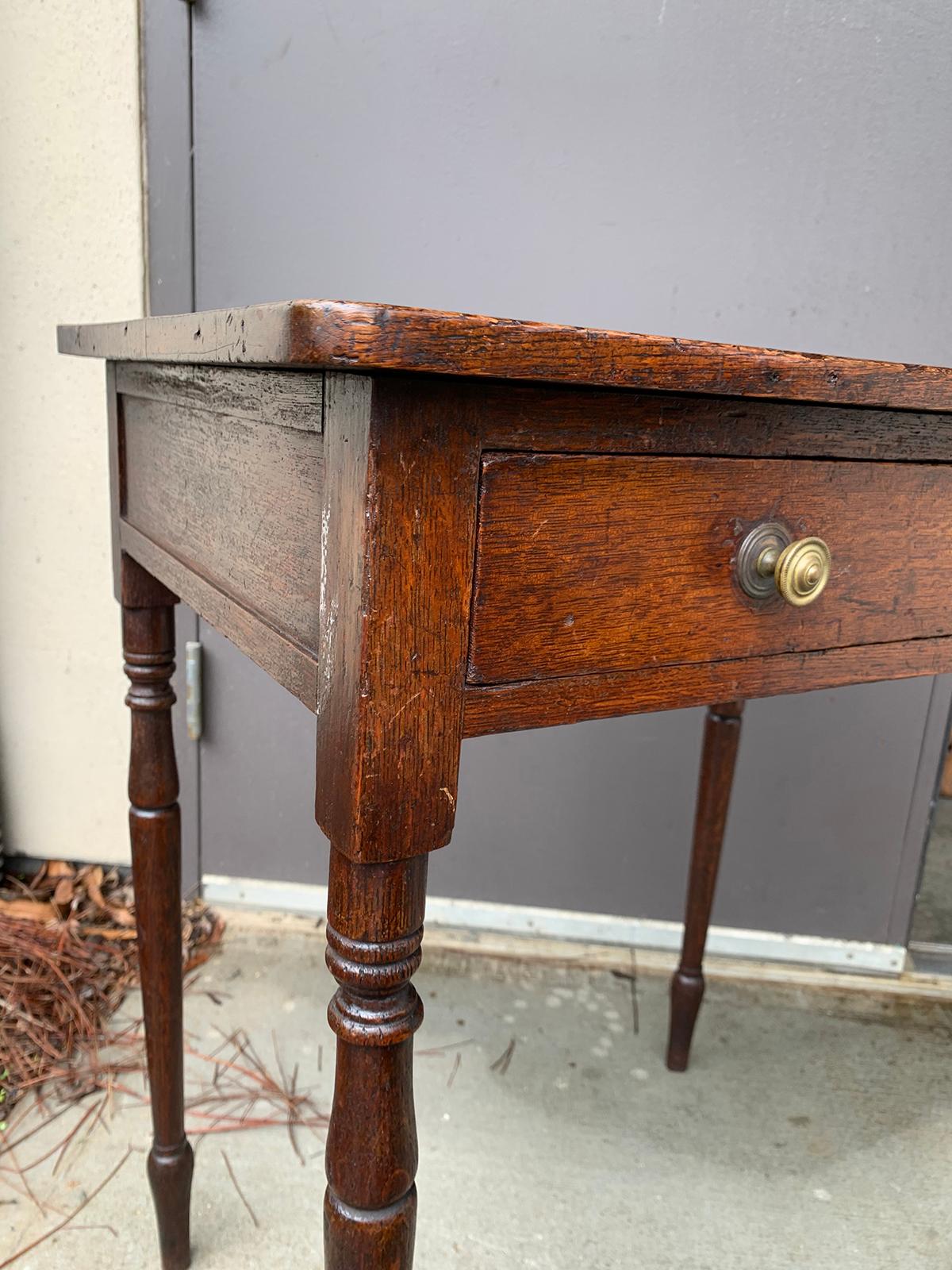 19th Century English Regency Oak Table with One Drawer 7