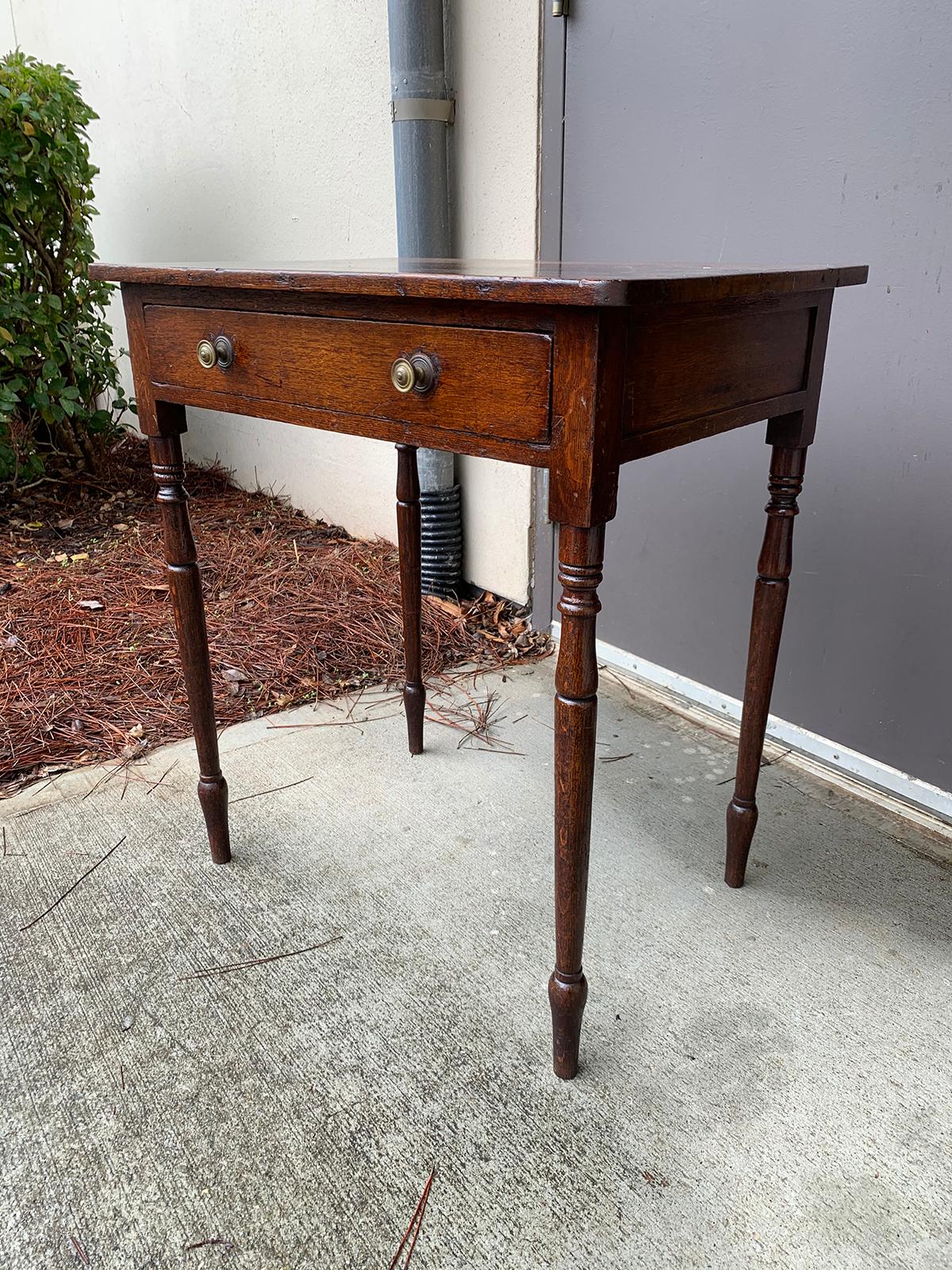 19th Century English Regency Oak Table with One Drawer In Good Condition In Atlanta, GA