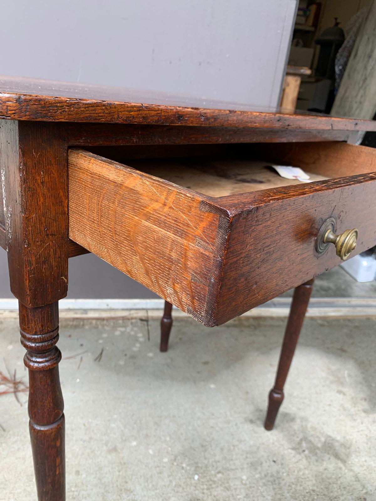 19th Century English Regency Oak Table with One Drawer 2