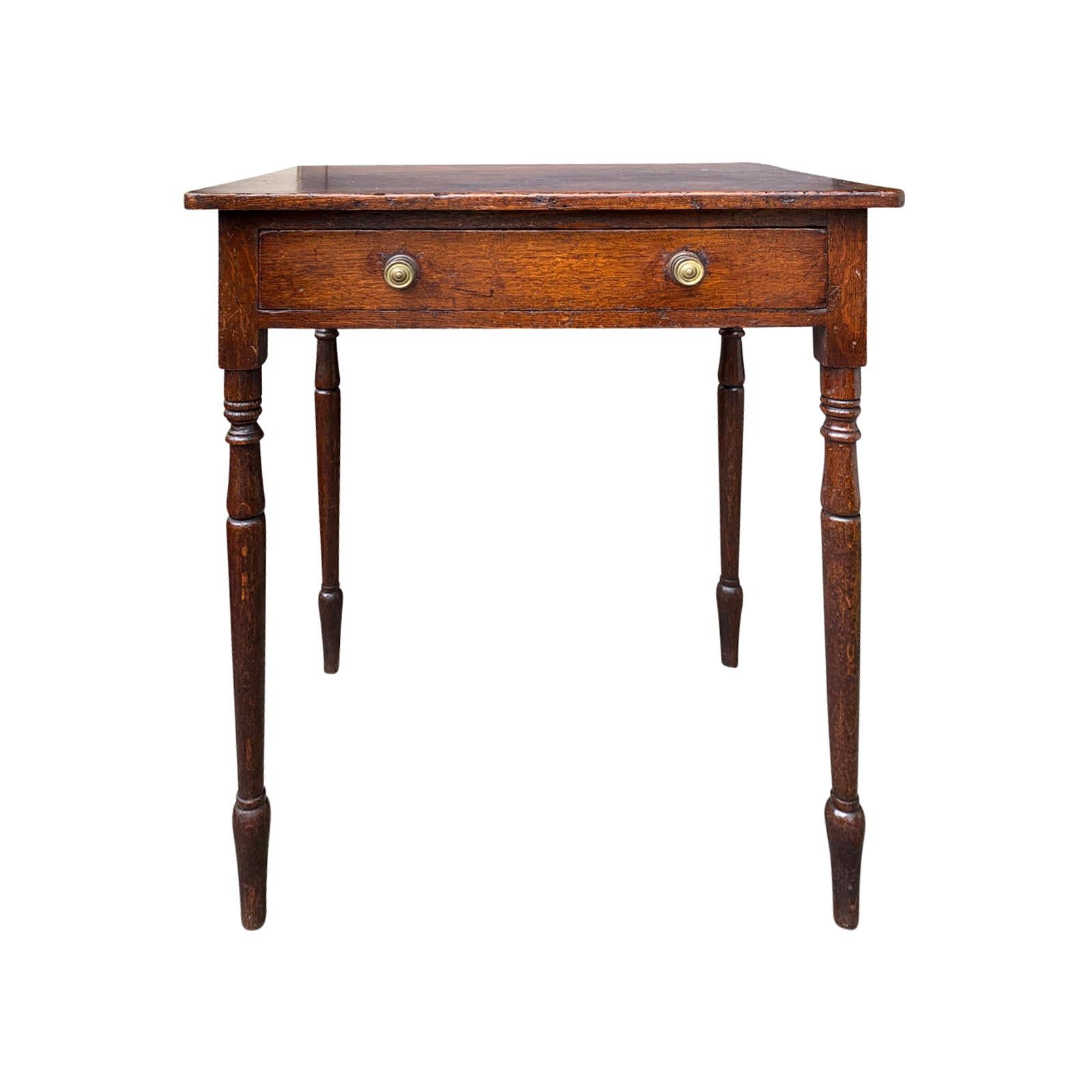 19th Century English Regency Oak Table with One Drawer