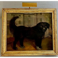 19th Century English Regency Oil Painting of a Dog and Country House