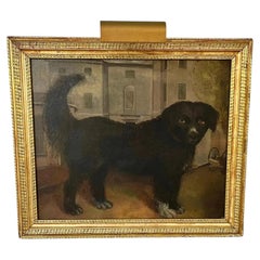 19th Century English Regency Oil Painting of a Dog and Country House