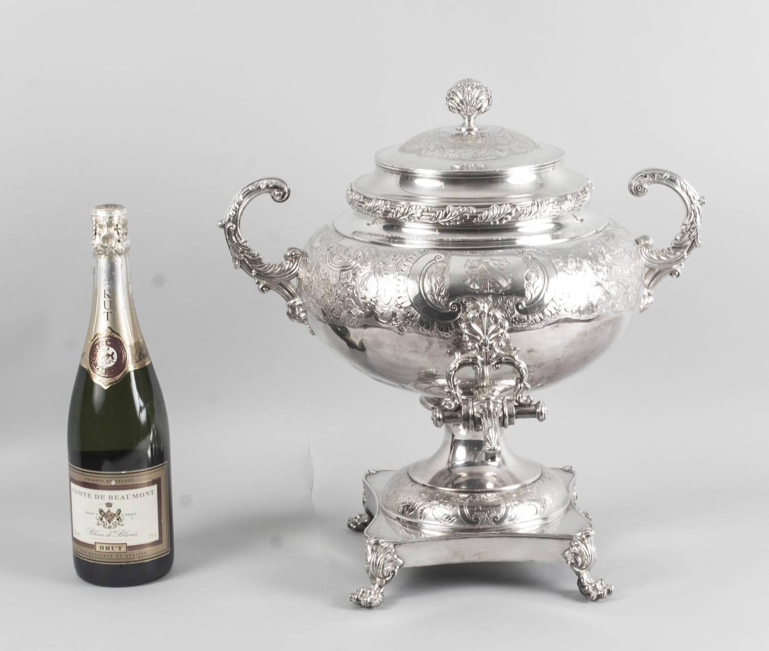 samovar en plaque d'argent de style Regency anglais du 19e siècle (Old Sheffield) 12
