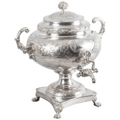 samovar en plaque d'argent de style Regency anglais du 19e siècle (Old Sheffield)