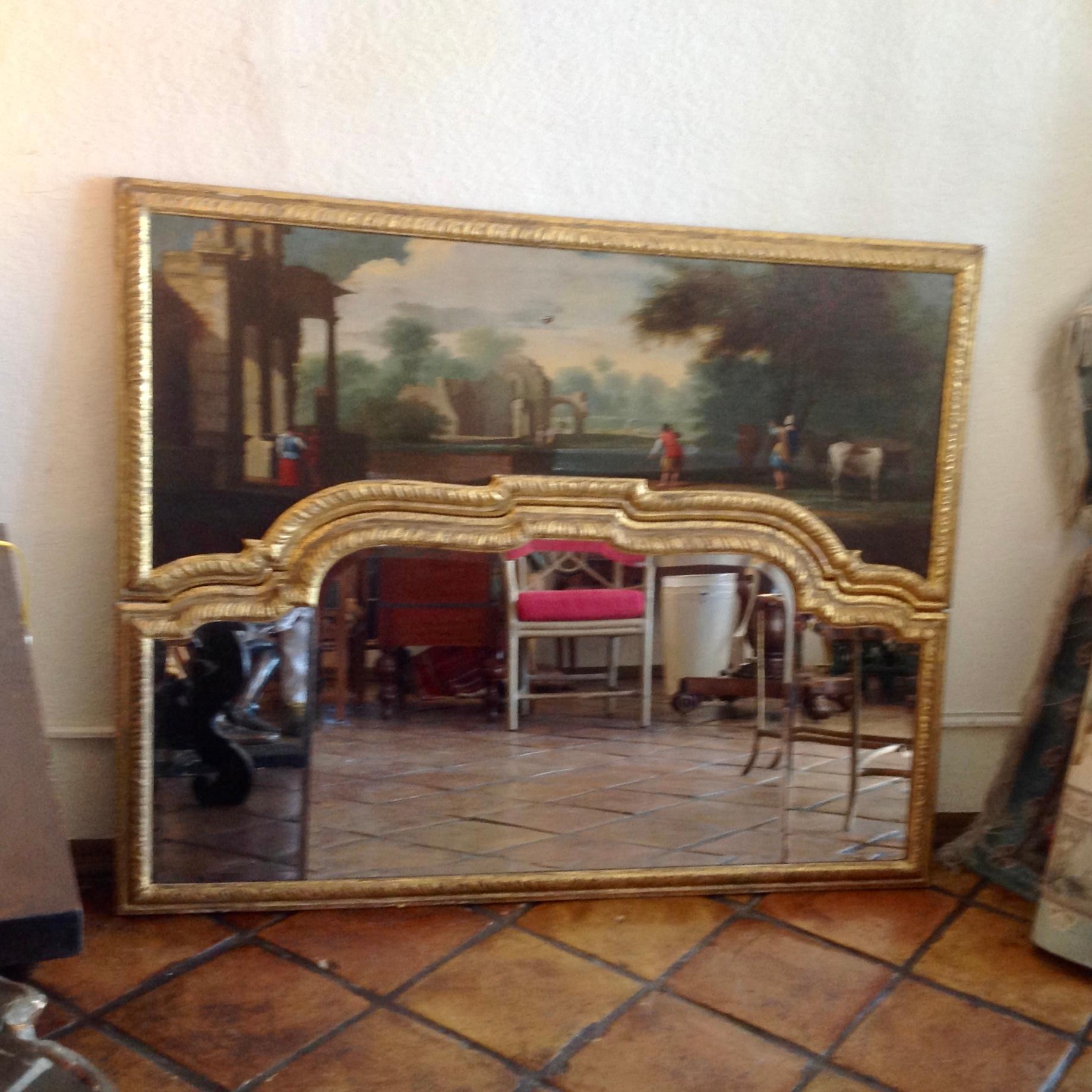 Canvas 19th Century English Regency Over- Mantel Mirror
