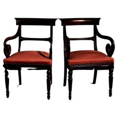 19. Jahrhundert, Englische Regency-Sessel aus Mahagoni mit gedrechselten Beinen