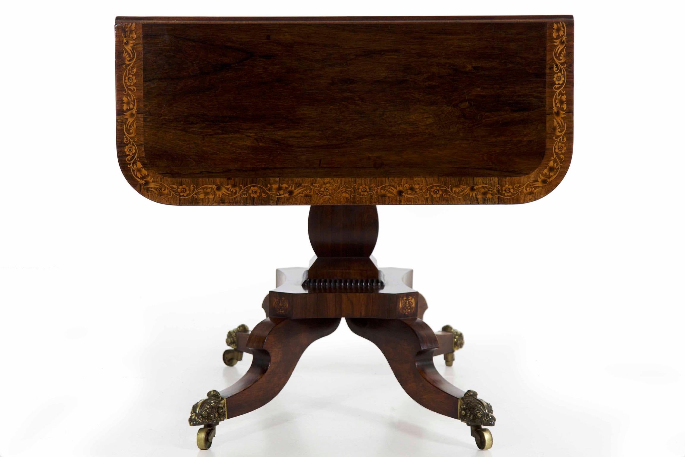 19th Century English Regency Period Inlaid Rosewood Antique Sofa Table 9
