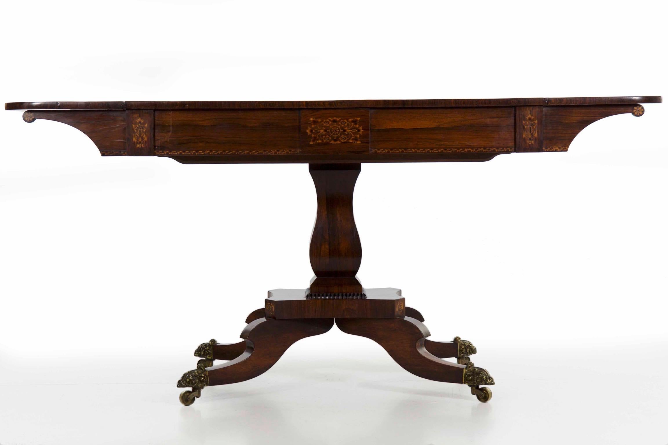 19th Century English Regency Period Inlaid Rosewood Antique Sofa Table 10