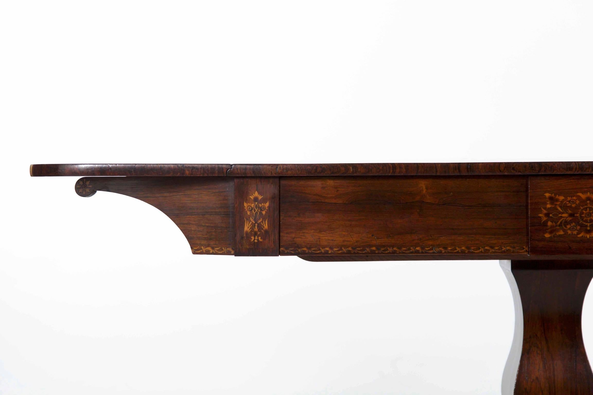 19th Century English Regency Period Inlaid Rosewood Antique Sofa Table 3