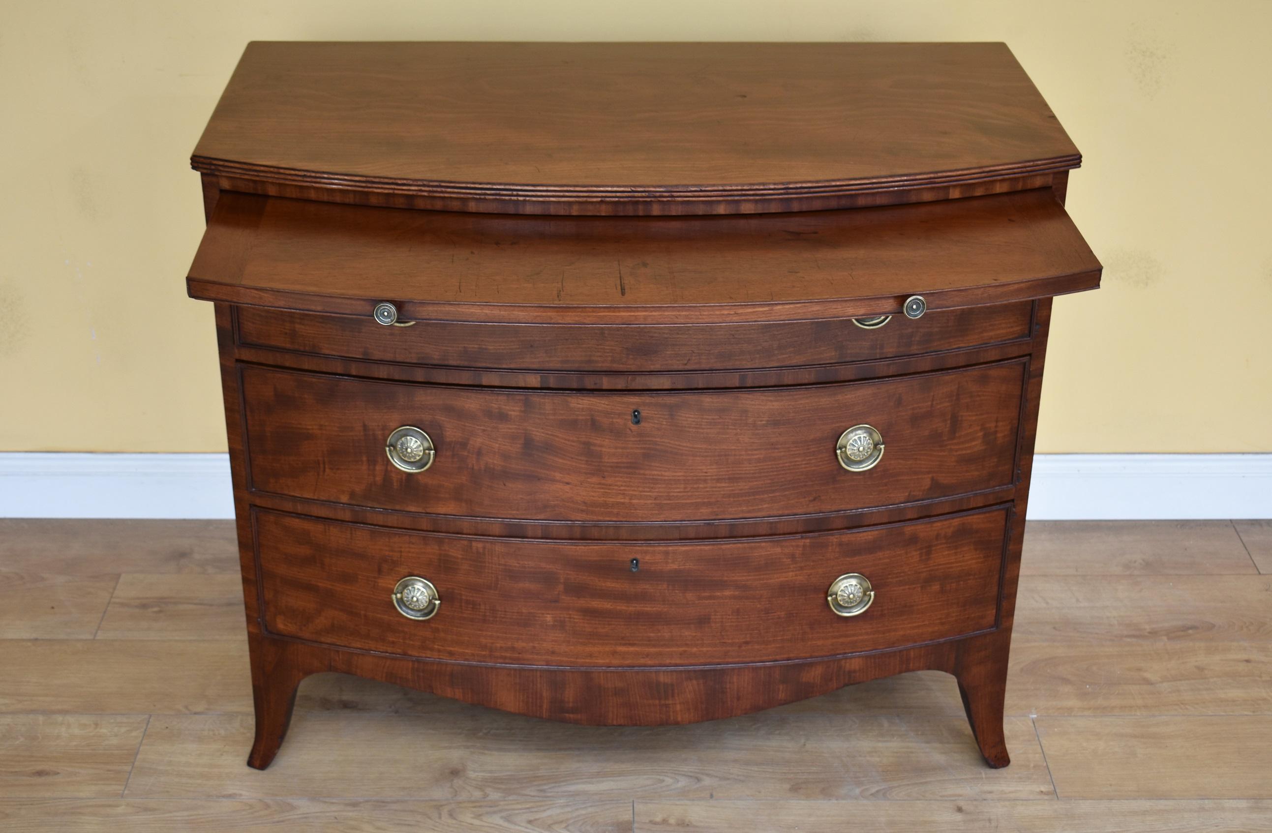 European 19th Century English Regency Period Mahogany Bow Front Chest of Drawers