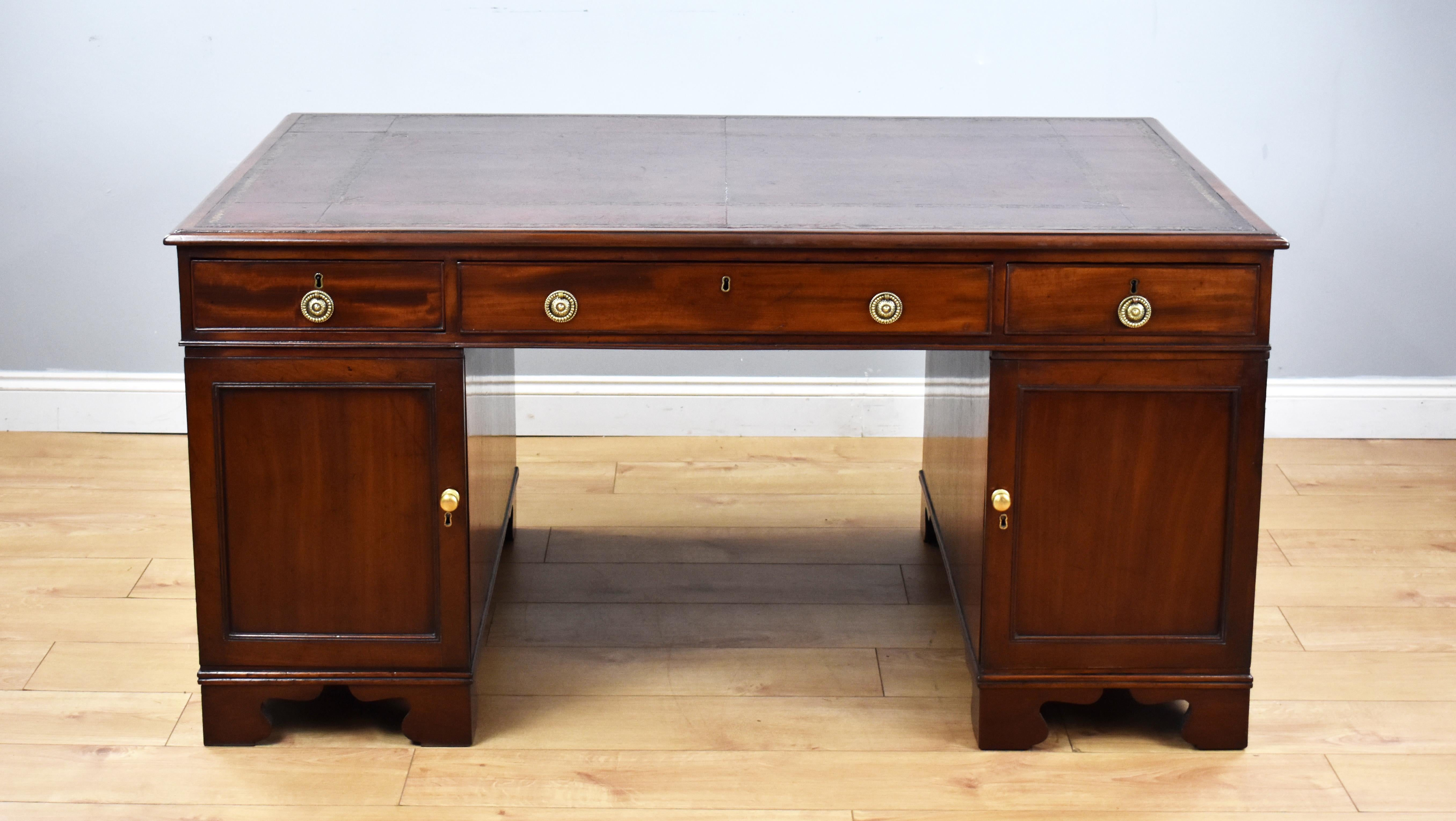 19th Century English Regency Period Mahogany Partners Desk 6