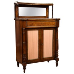 19th Century English Regency Period Rosewood and Brass Inlaid Side Cabinet