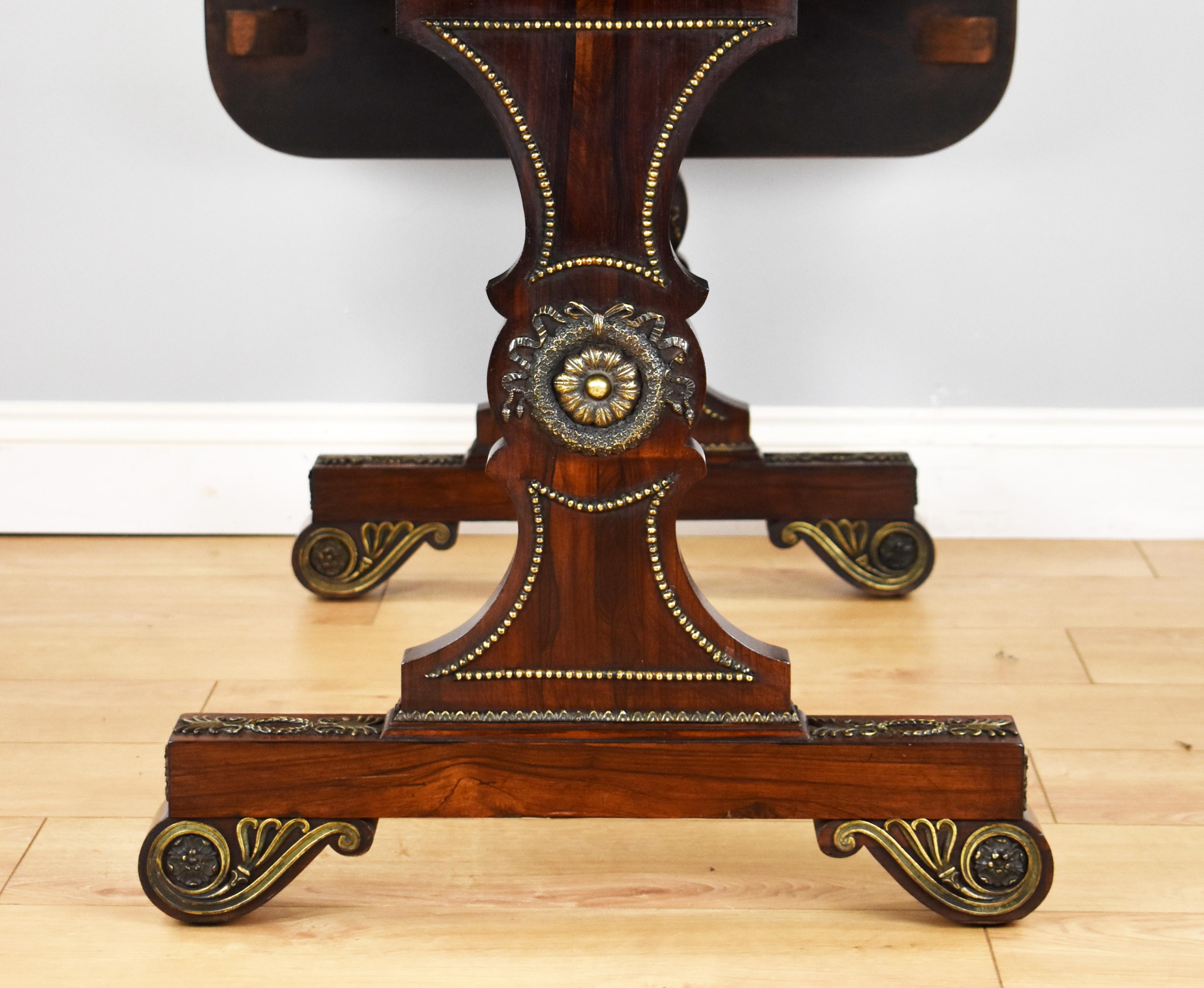 19th Century English Regency Period Rosewood and Brass Inlaid Sofa Table 9