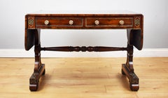 19. Jahrhundert Englisch Regency Periode Palisander und Messing Intarsien Sofa Tisch