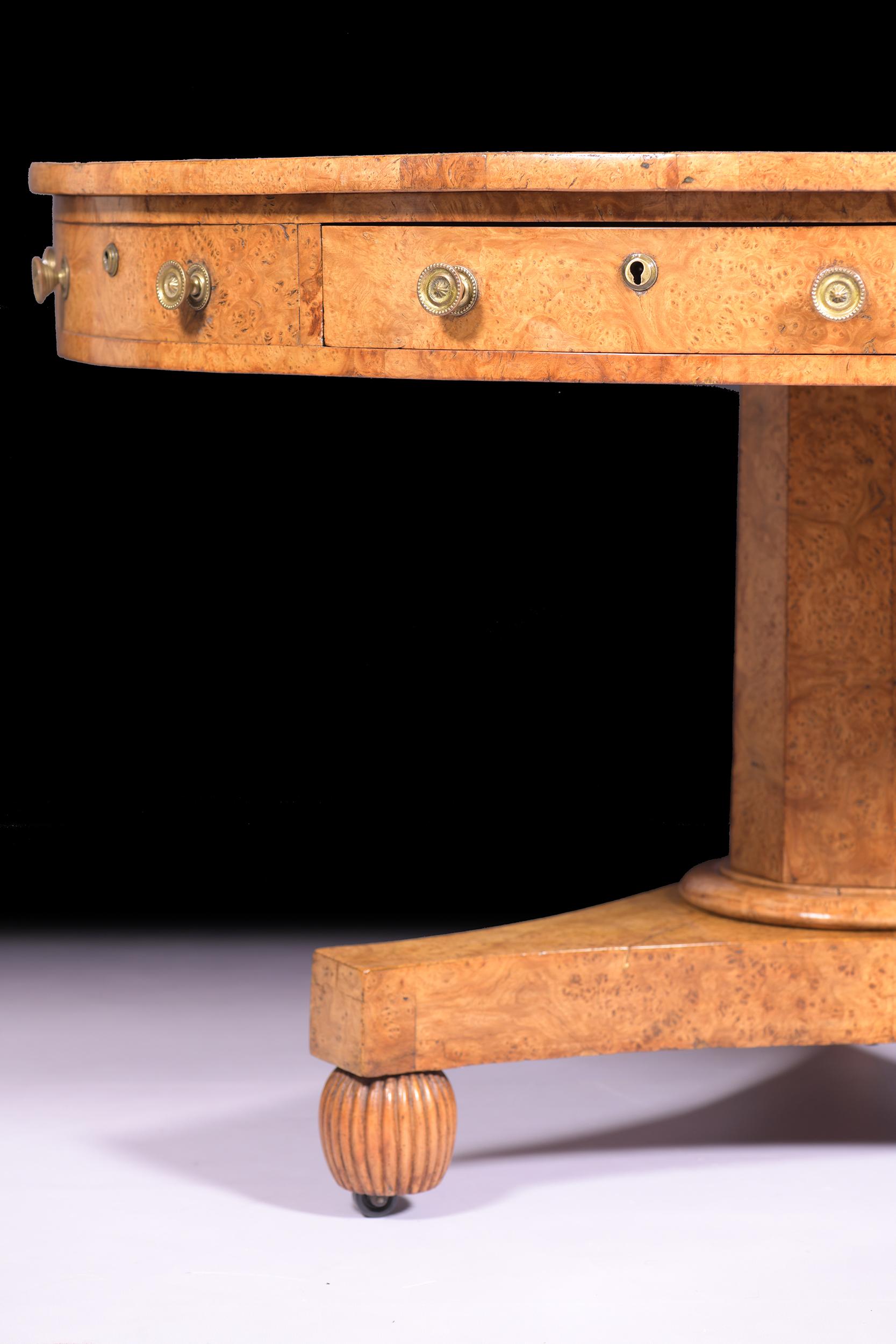 19th Century English Regency Pollard Oak Centre/Drum Table Attributed to Gillows For Sale 1