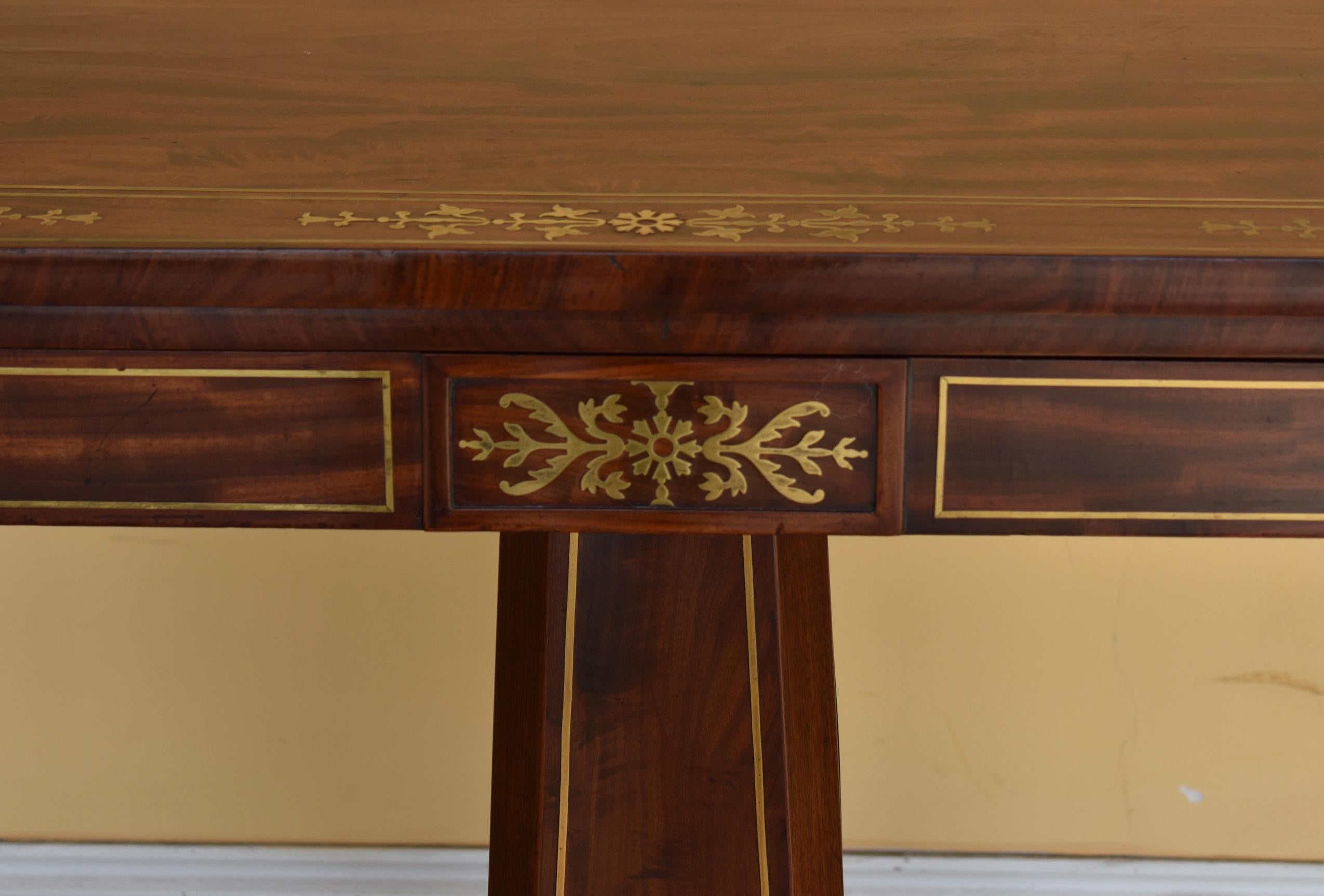 Inlay 19th Century English Regency Rosewood and Brass Inlaid Card Table
