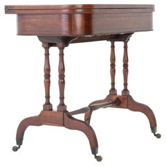 19th Century English Regency Rosewood and Palm Wood Card Table
