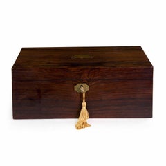 19th Century English Regency Rosewood Antique Traveling Lap Writing Desk Box