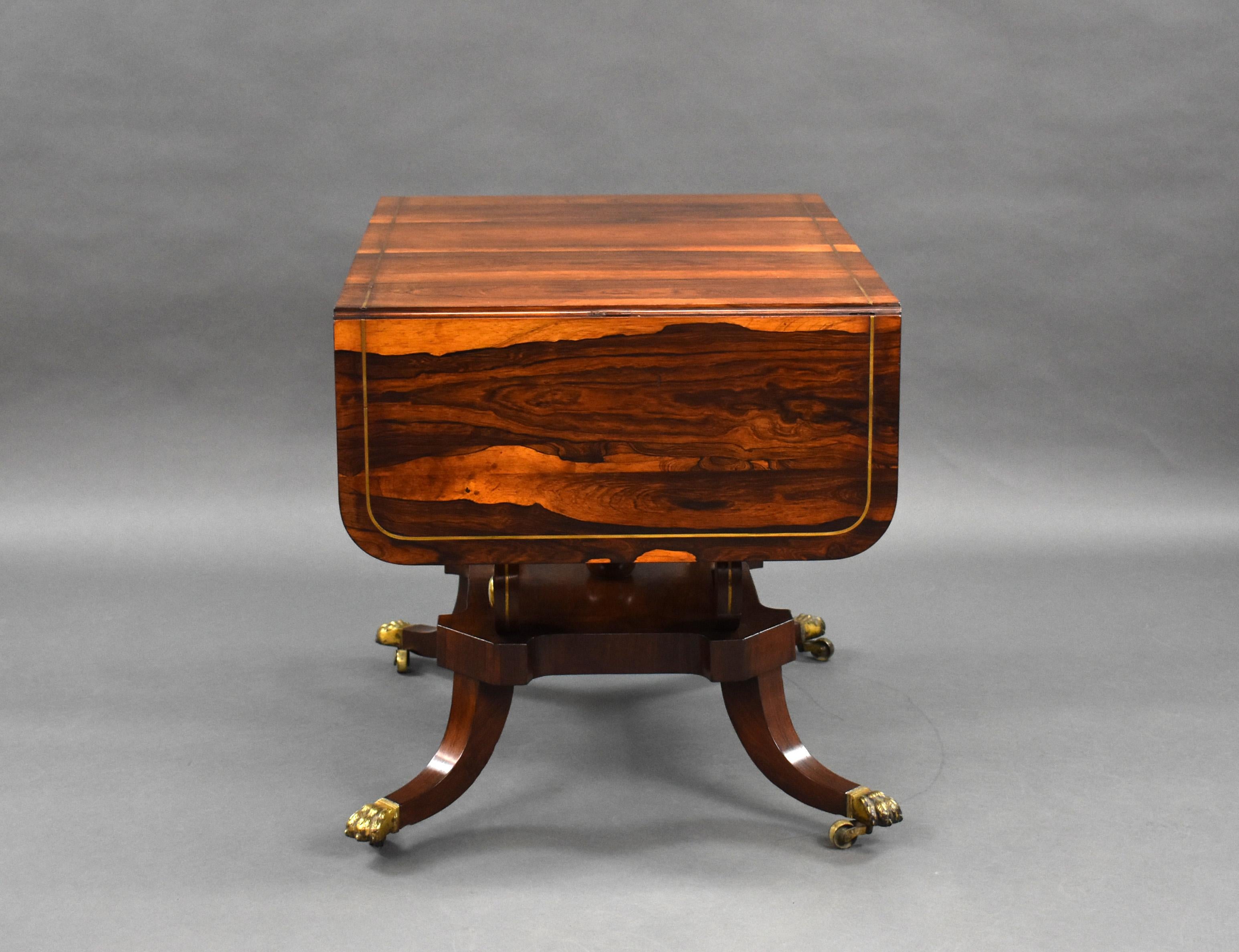 19th Century English Regency Rosewood Brass Inlaid Sofa Table 6