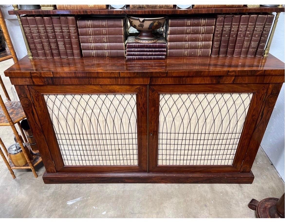 19th Century English Regency Rosewood & Brass Tiered Sideboard In Good Condition For Sale In Atlanta, GA