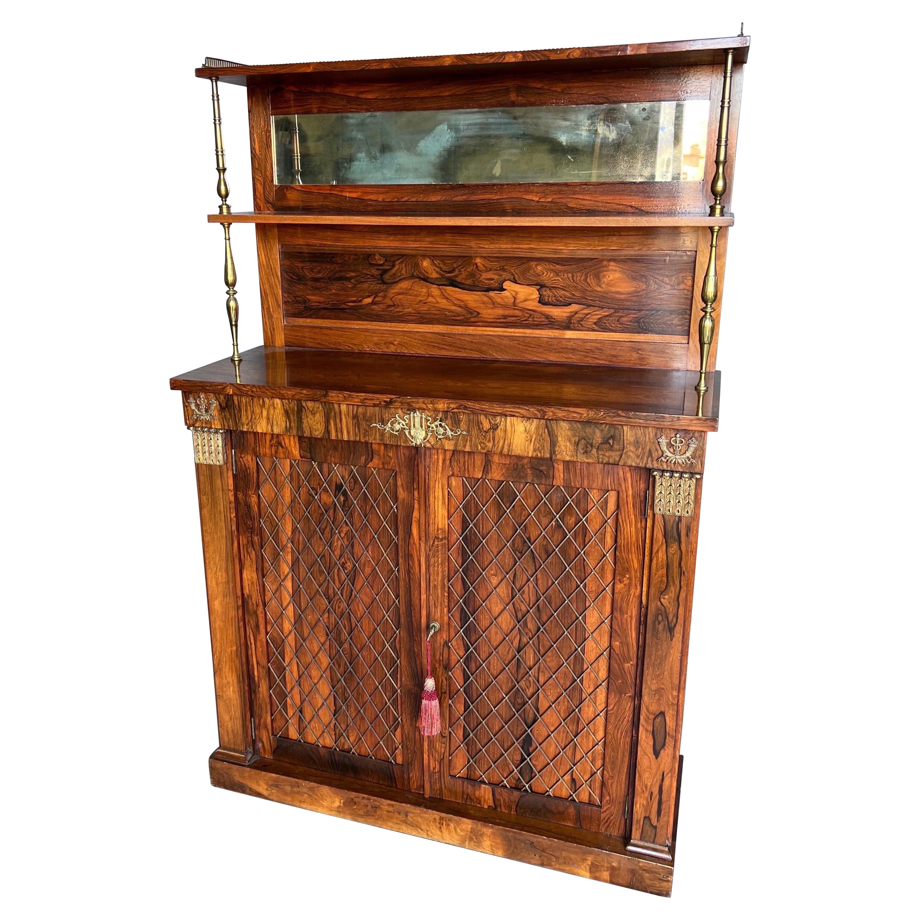 Englischer Regency-Chiffonier oder Bar aus Rosenholz aus dem 19. Jahrhundert
