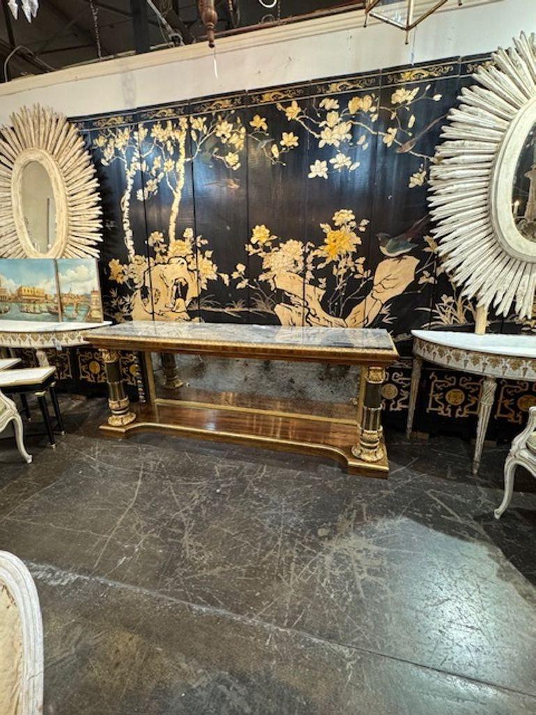 Inglese Console in palissandro Regency inglese del XIX secolo con piano in marmo in vendita