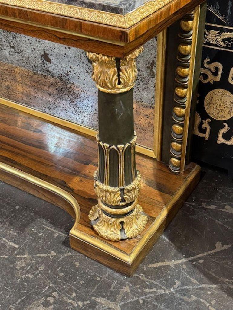Console in palissandro Regency inglese del XIX secolo con piano in marmo In condizioni buone in vendita a Dallas, TX