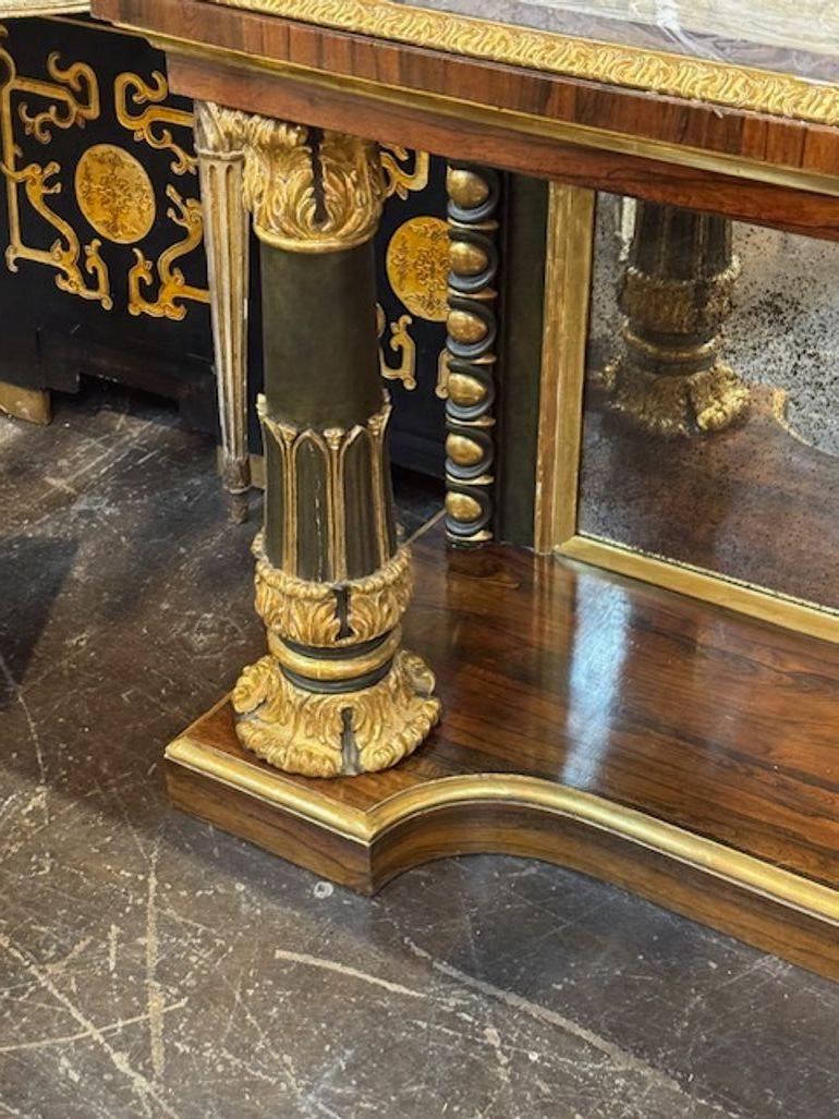 Console in palissandro Regency inglese del XIX secolo con piano in marmo in vendita 2