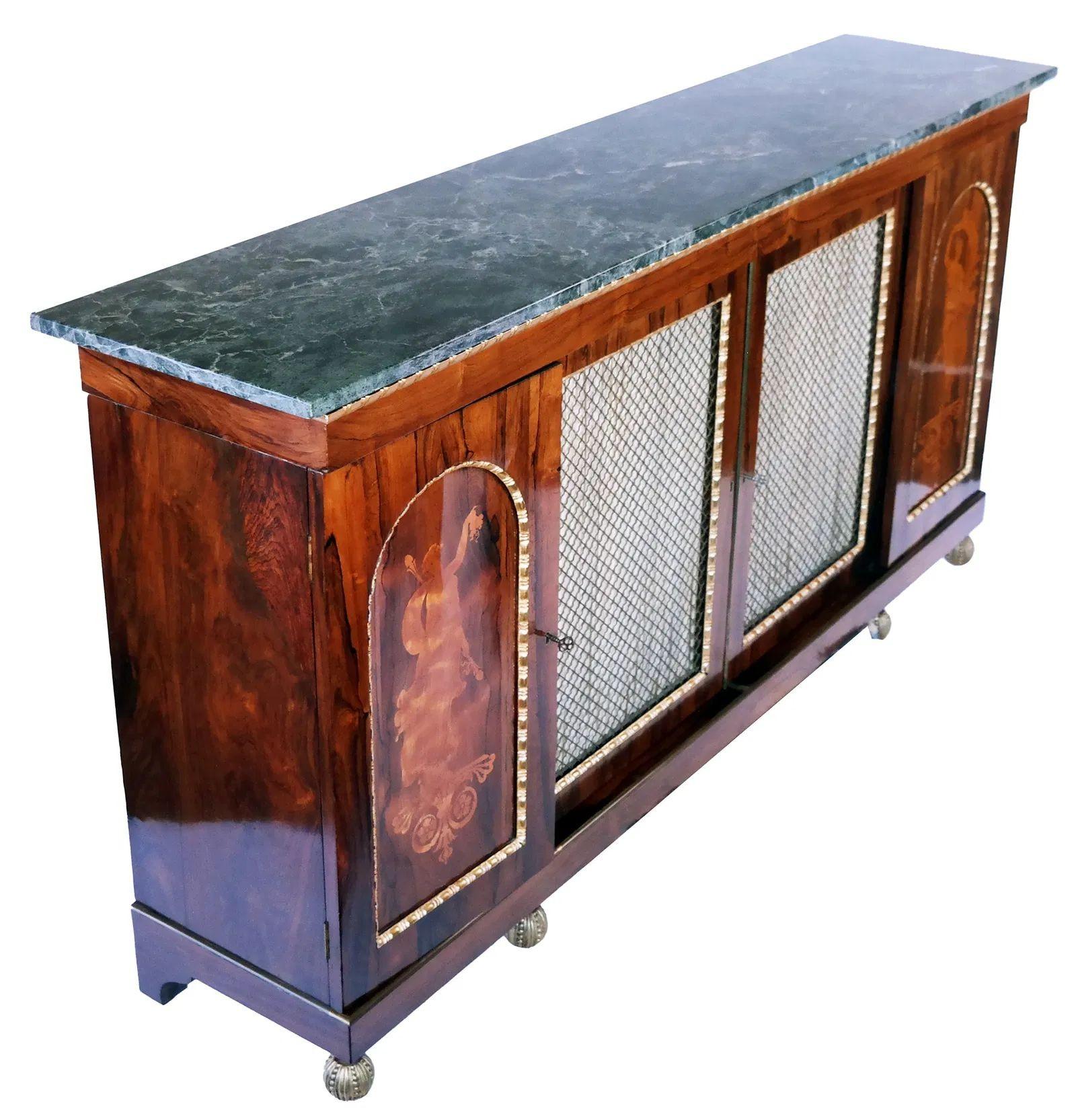 Palissandro Credenza inglese Regency del XIX secolo in palissandro con piano in marmo in vendita